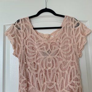 Vintage Battenburg Lace Dress - Blush Pink - 16